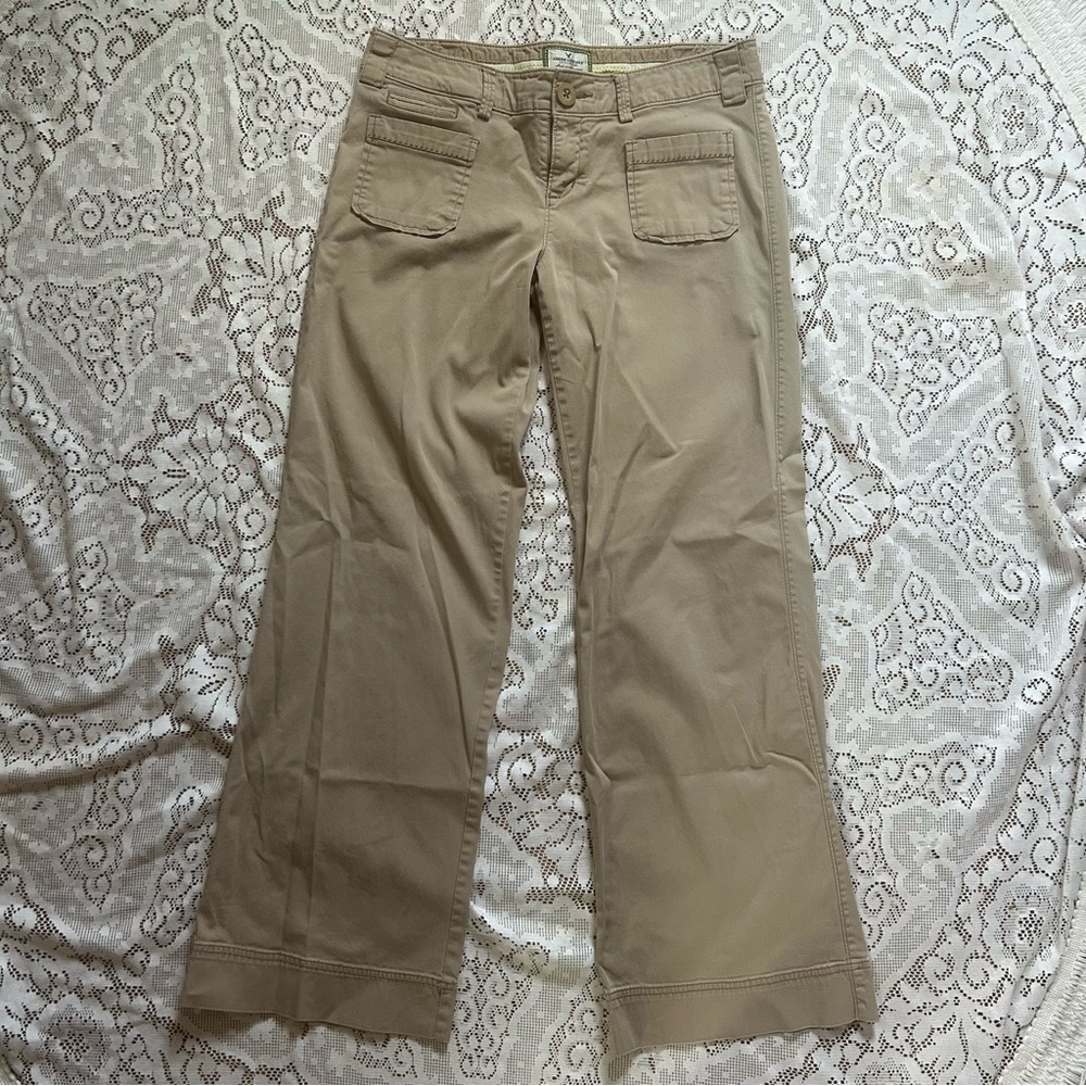 American Eagle Outfitters Tan Flare Wide Leg Khakis